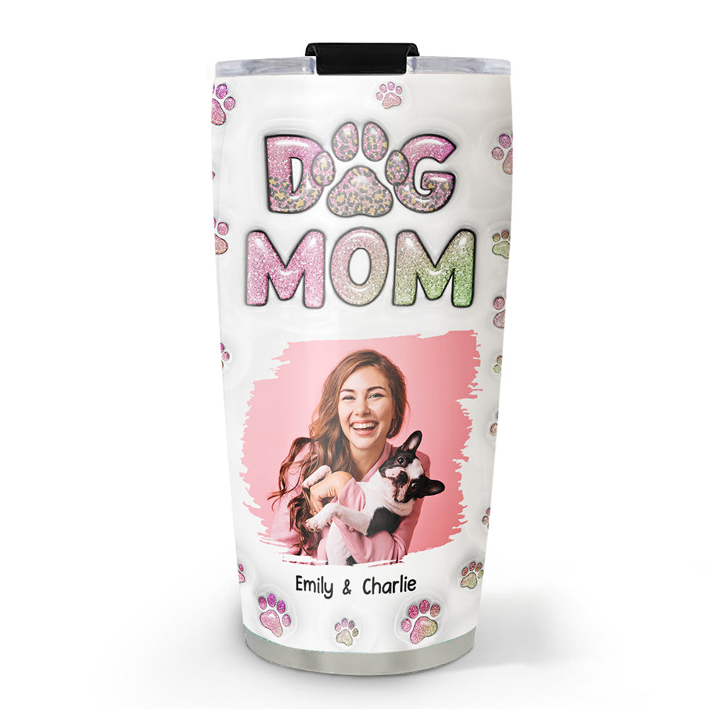 Custom Photo Christmas Birthday Gifts For Dog Mom, Dog Lovers • Dog Mom Lovely Chibi Photo Version 2 - Personalized 3D Inflated Effect Tumbler