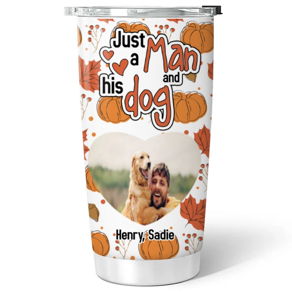 Custom Photo Christmas Birthday Gifts For Dog Dad, Dog Lovers • Falling In You Photo - Personalized Tumbler
