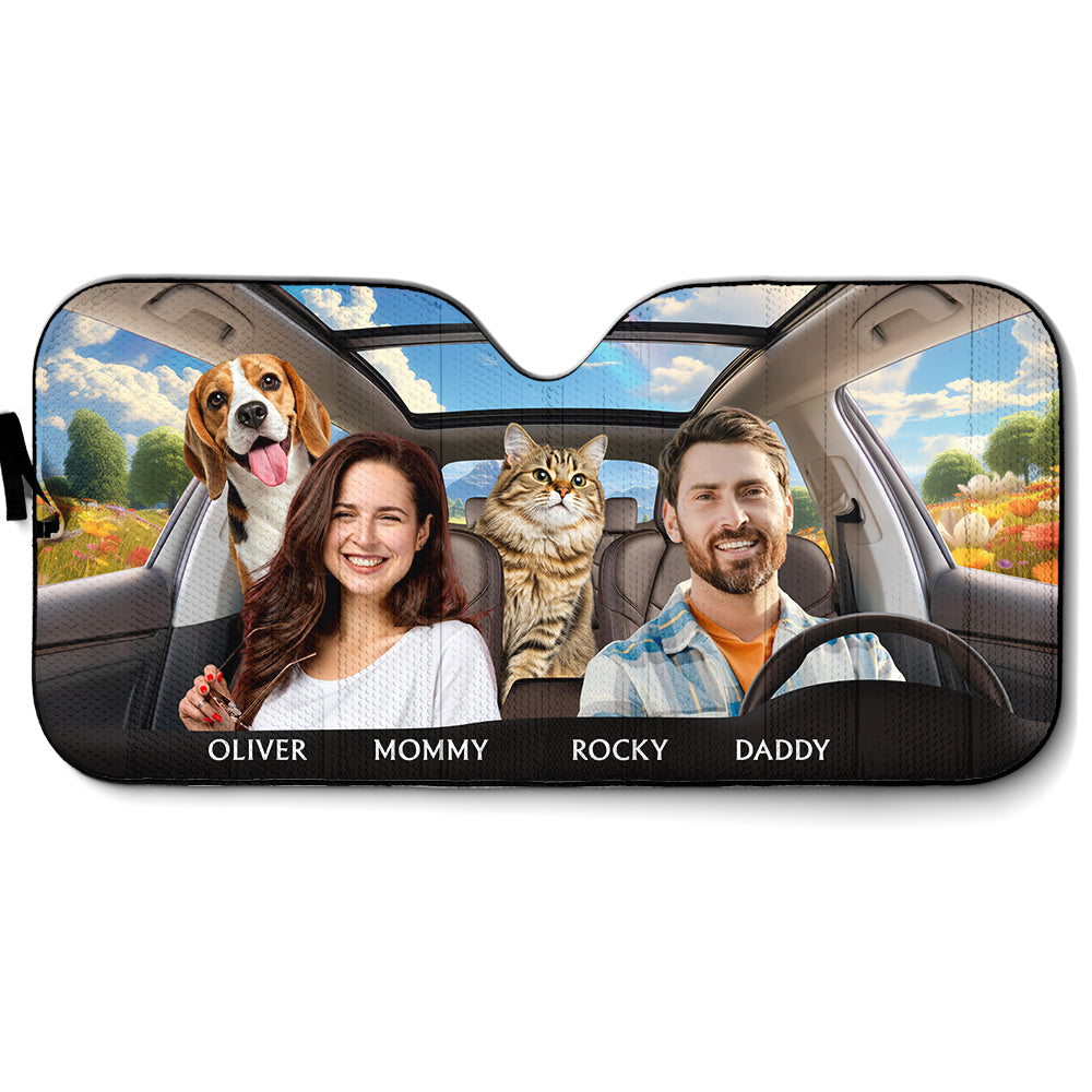 Life Is Better With My Pet Couple Photo - Personalized Car Sunshade