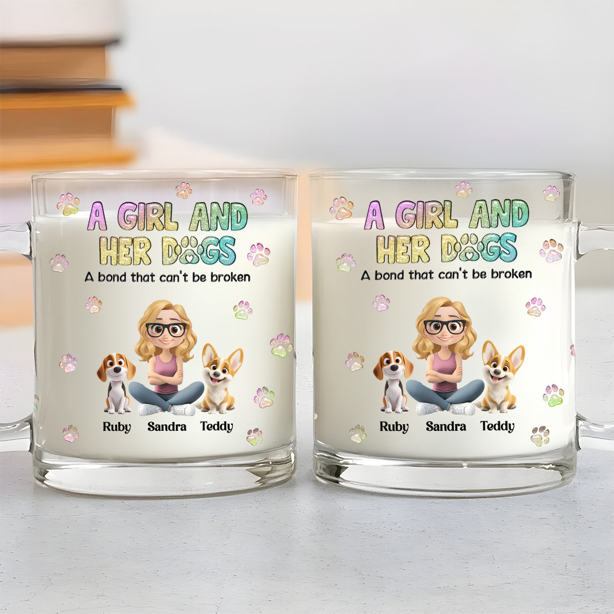 Custom Christmas Birthday Gifts For Dog Mom, Dog Lovers • A Girl And Her Dog - Personalized 3D Inflated Effect Glass Mug