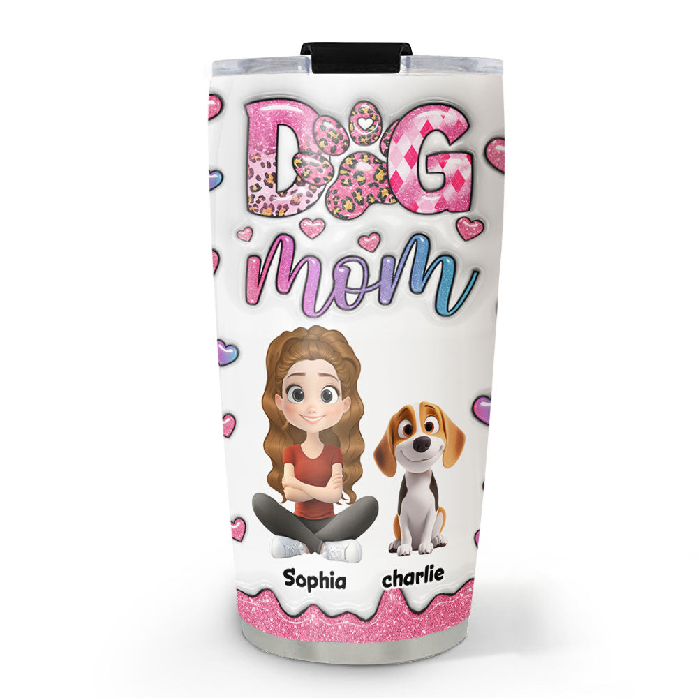 Custom Christmas Birthday Gifts For Dog Mom, Dog Lovers • Sparkle With You - Personalized 3D Inflated Effect Tumbler