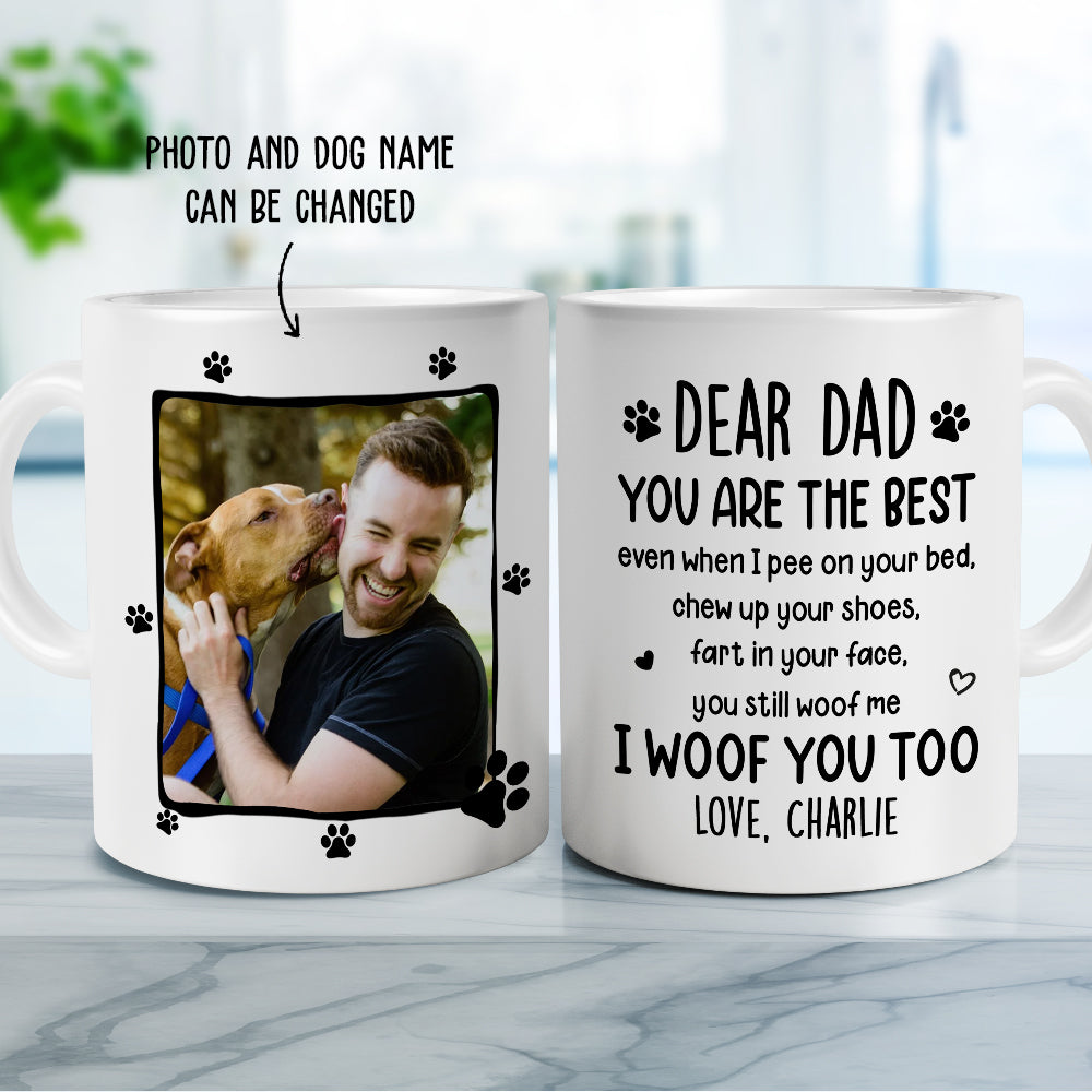 Custom Christmas Birthday Gifts For Dog Dad, Dog Lovers • I Woof You Too - Personalized Coffee Mug - Gifts For Dog Lovers