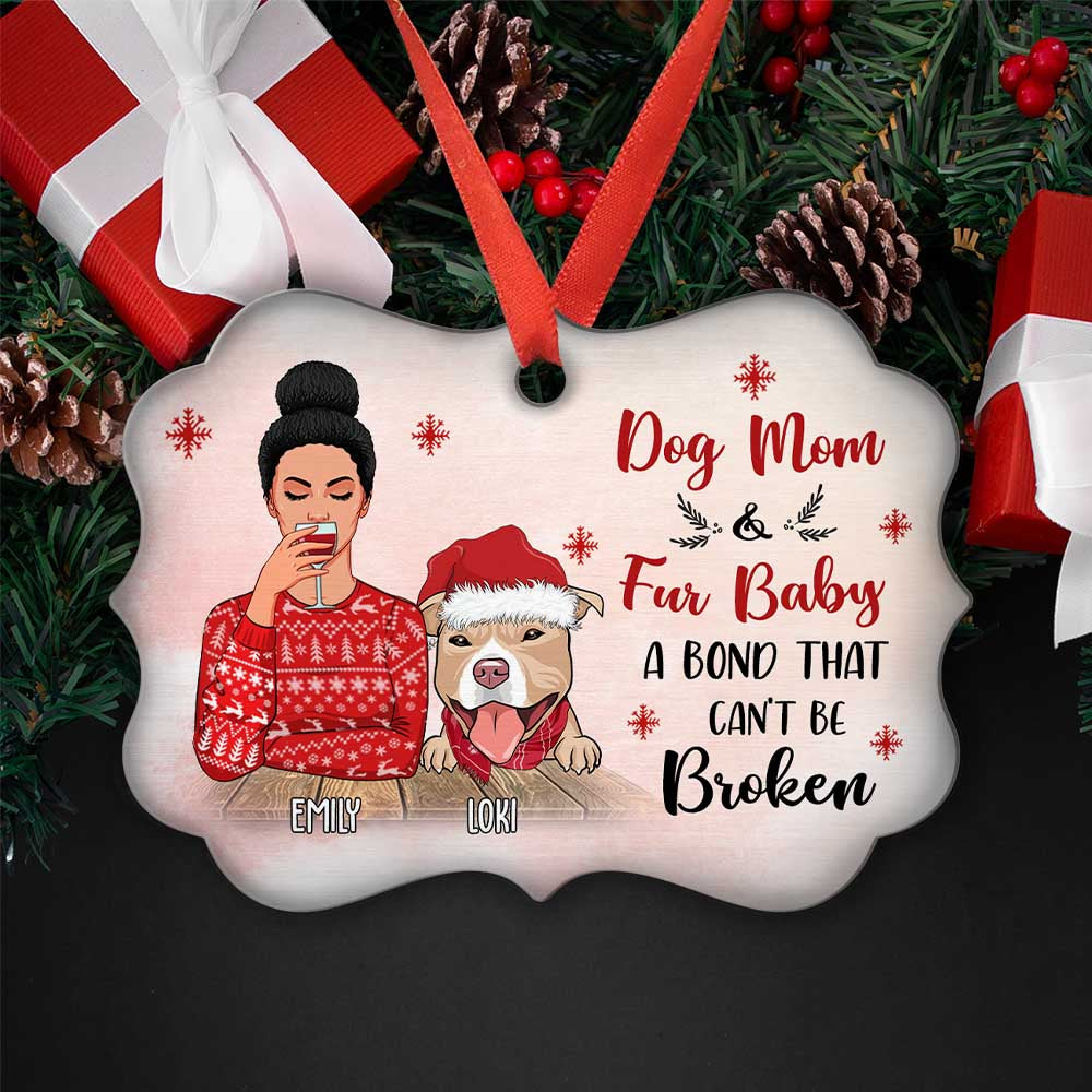 Custom Christmas Decor Home Birthday Gifts For Dog Mom, Dog Lovers • Fur Baby - Personalized Aluminum Ornament