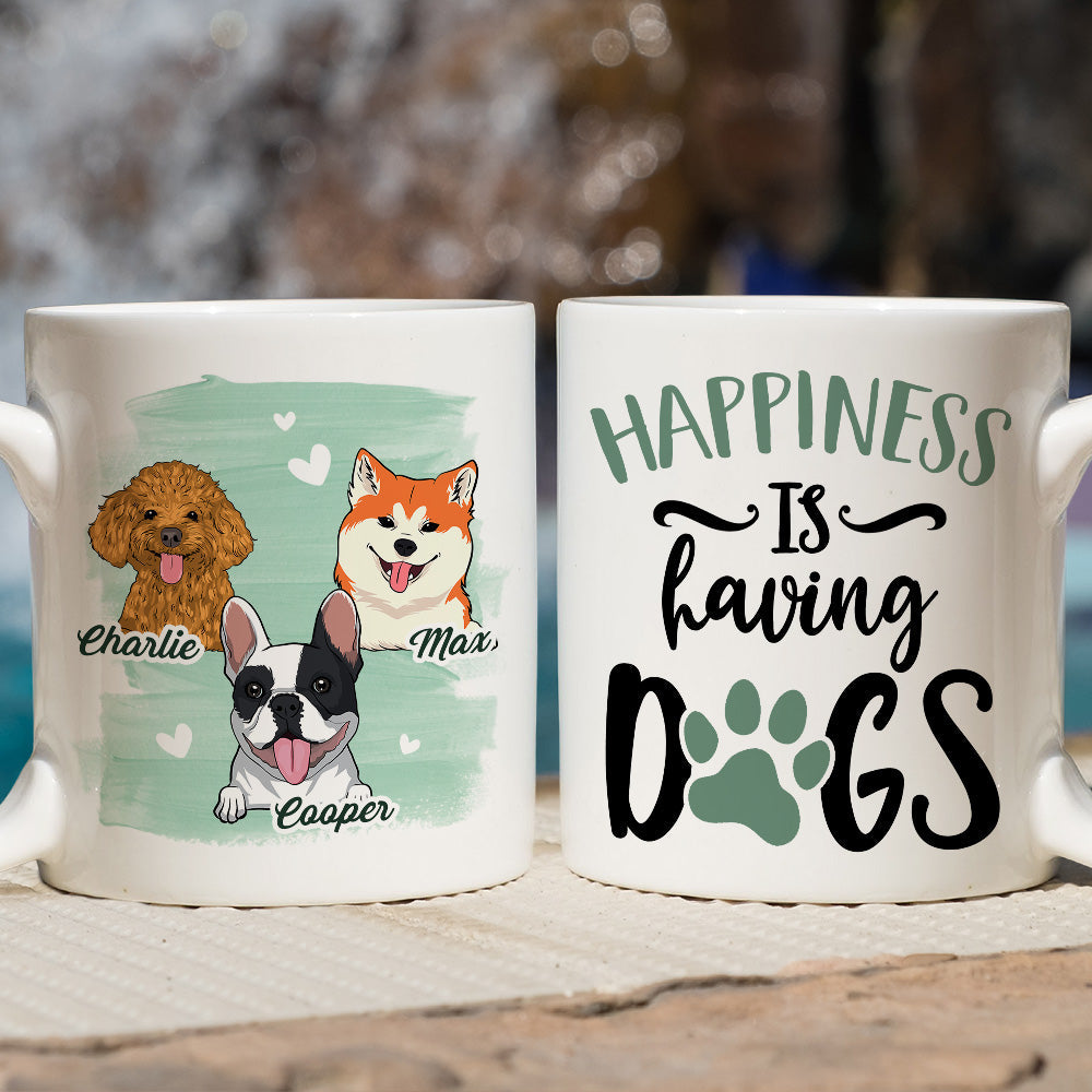 Custom Christmas Birthday Gifts For Dog Lovers • Happiness Is Having A Dog - Personalized Coffee Mug