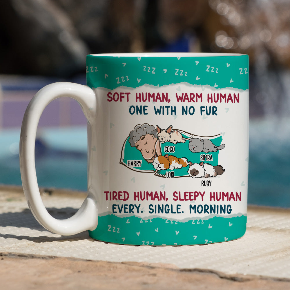 Custom Mother's day Birthday Gifts For Cat Mom, Cat Lovers • Soft Human Warm Human - Personalized Coffee Mug
