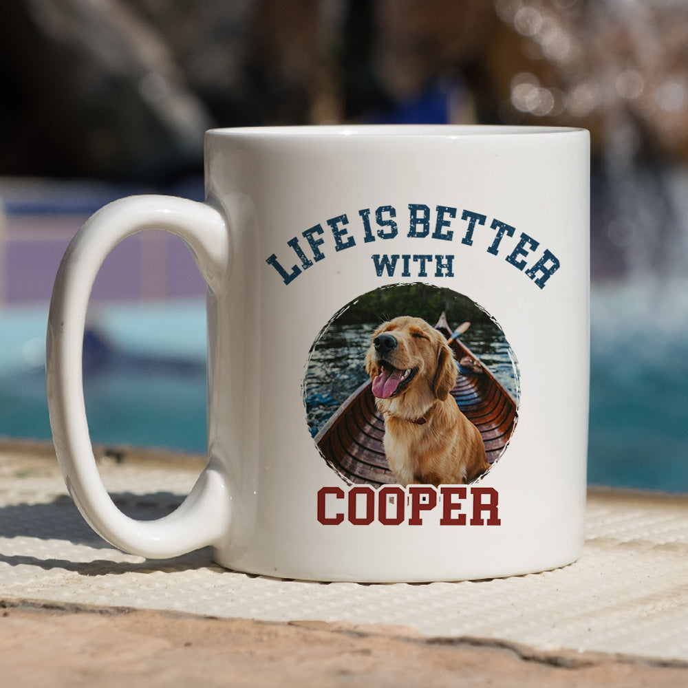 Custom Photo Christmas Birthday Gifts For Dog Lovers • Retro Life Is Better - Personalized Coffee Mug