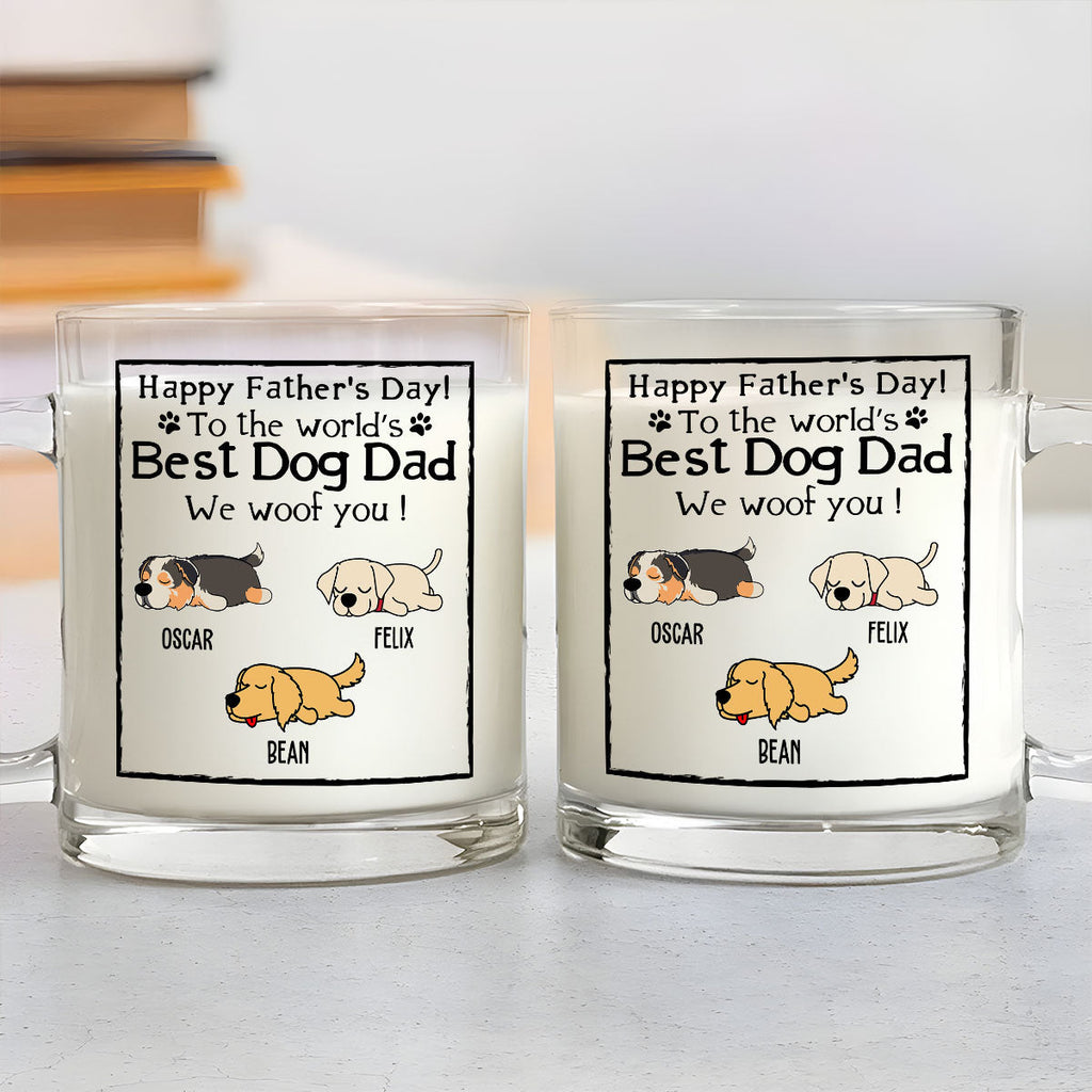 Custom Father's day Birthday Gifts For Dog Dad, Dog Lovers • Happy Dog Dad Mum - Personalized Glass Mug
