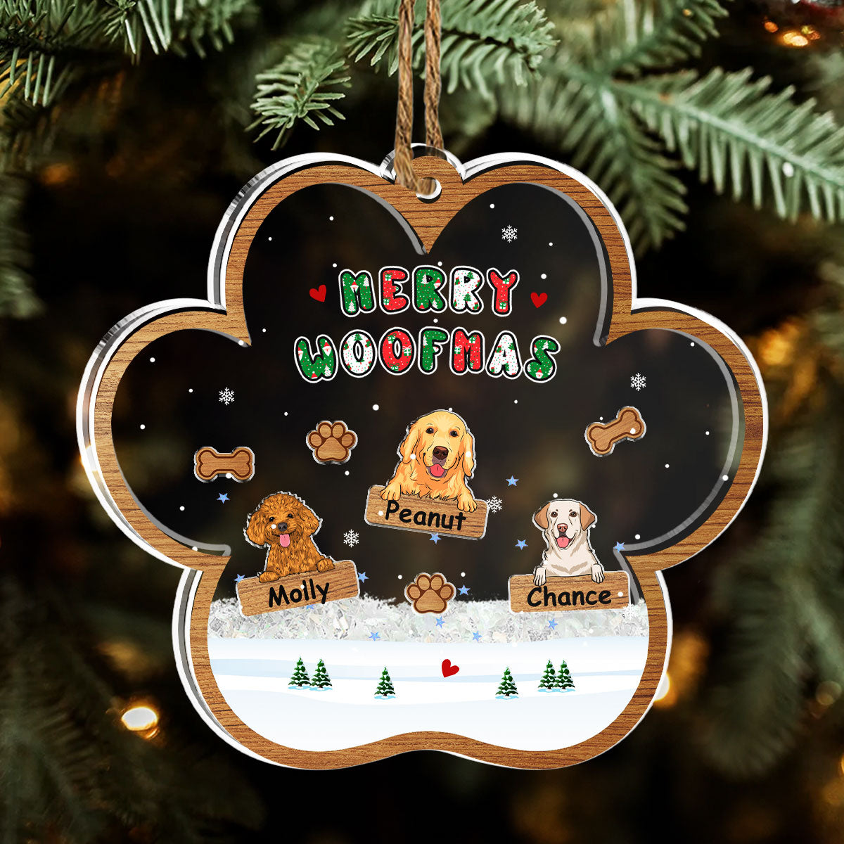 Woofmas Winter - Personalized Acrylic Shaker Ornament