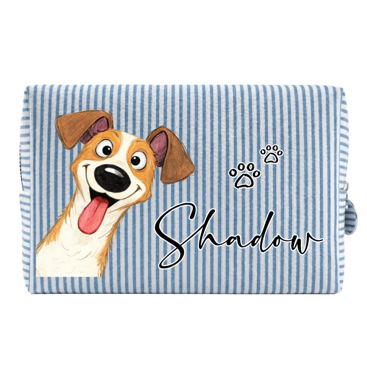 Dogs Make Life Better - Personalized Seersucker Print Makeup Bag
