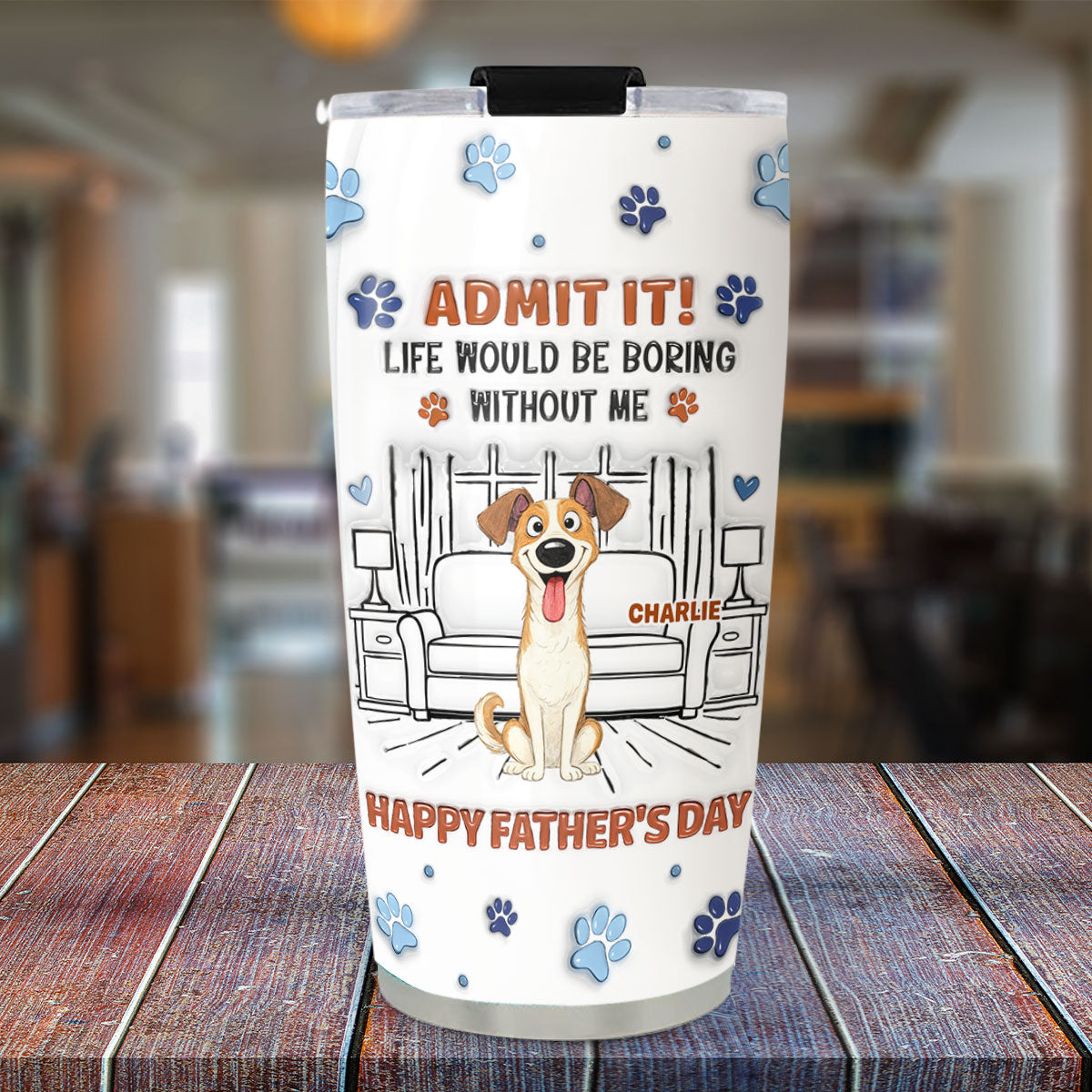 Custom Father's day Birthday Gifts For Dog Dad, Dog Lovers • Admit It Crazy Funny Dog Ver Dad - Personalized 3D Inflated Effect Tumbler