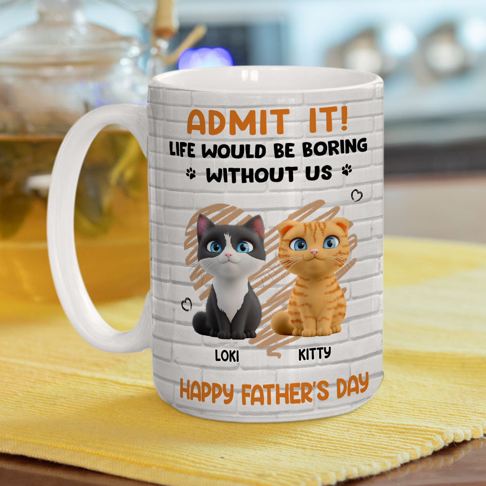 Custom Father's day Birthday Gifts For Cat Dad, Cat Lovers • Admit It Cat Dad Orange - Personalized Coffee Mug