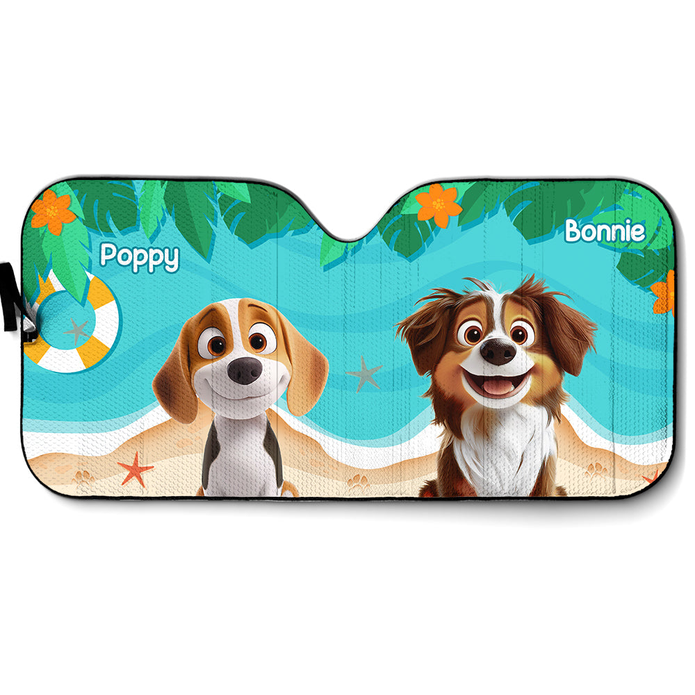 Custom Christmas Birthday Gifts Car Accessories for Dog Parents • Dog Hello Summer - Personalized Car Sunshade