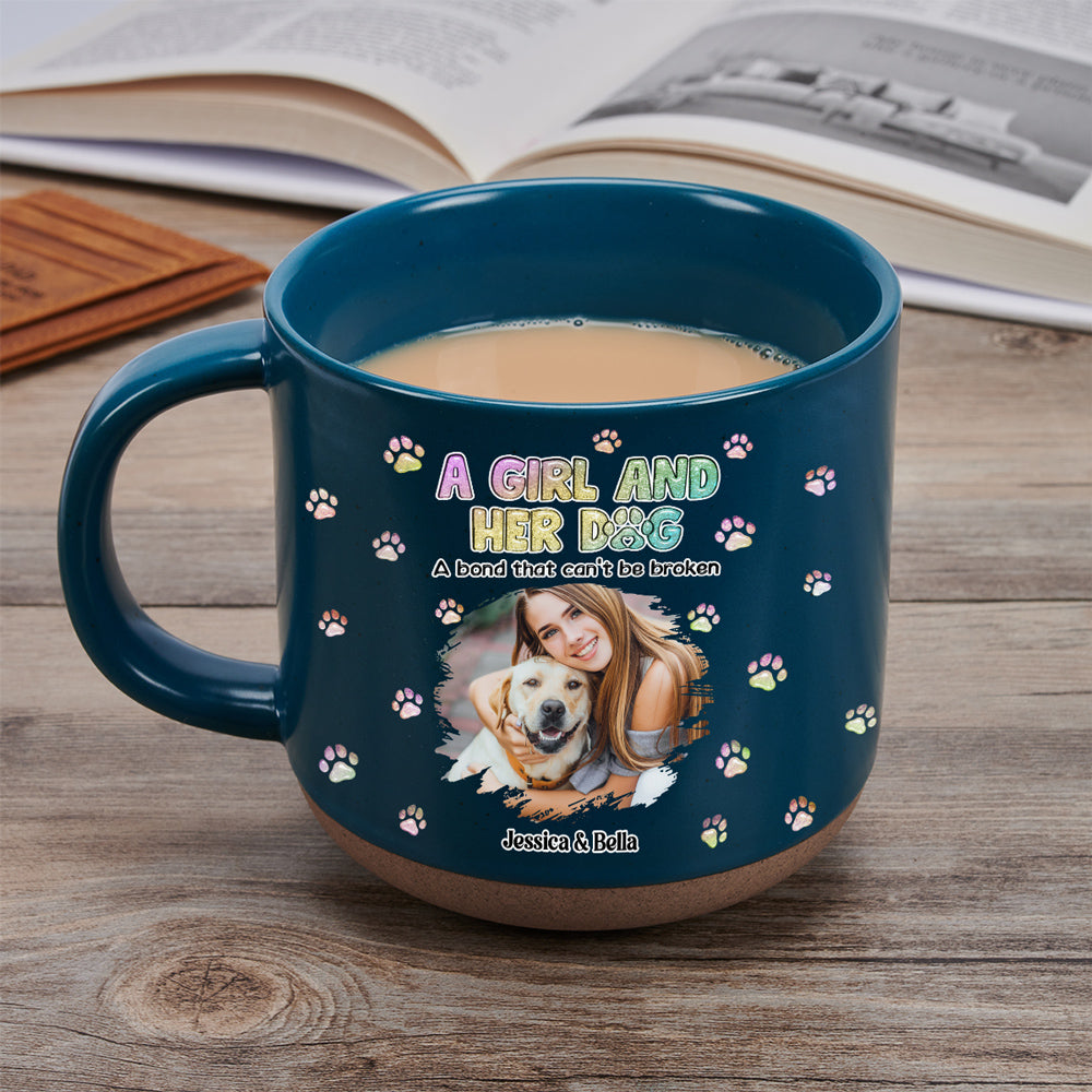 Custom Photo Christmas Birthday Gifts For Dog Mom, Dog Lovers • A Girl And Her Dog Photo - Personalized Pottery Mug