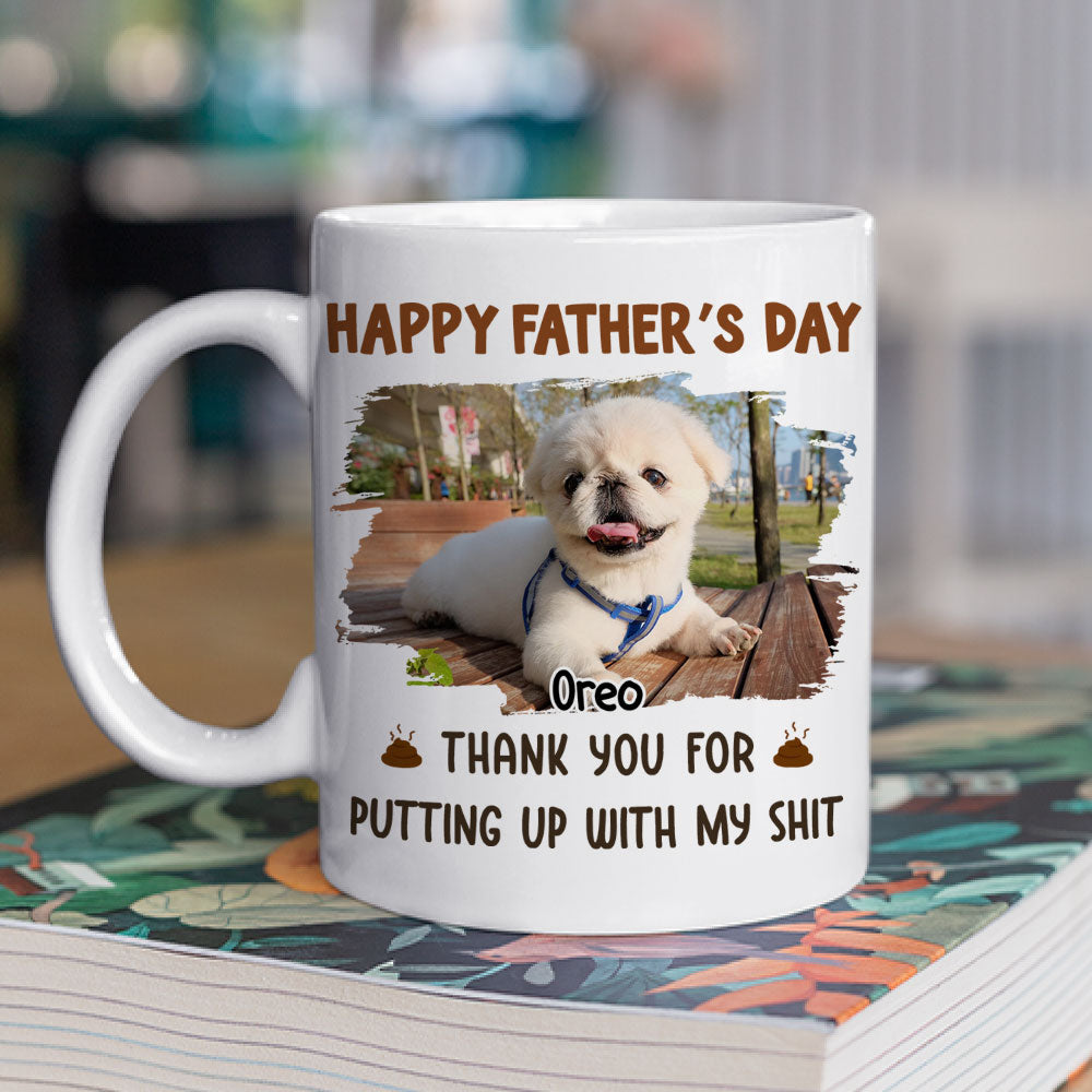Custom Photo Father's day Birthday Gifts For Cat Dad, Cat Lovers • Putting Up With My Shit Daddy Photo - Personalized Coffee Mug