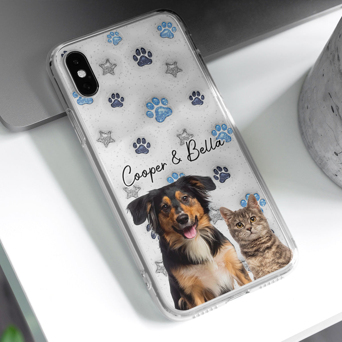 Fur Mom Dad Blue Star Photo - Personalized 3D Inflated Effect Phone Case