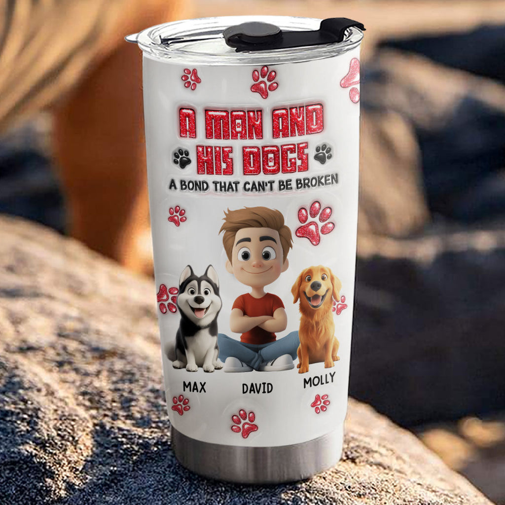 Custom Christmas Birthday Gifts For Dog Lovers • No Space Between Us Daily Ver - Personalized 3D Inflated Effect Tumbler