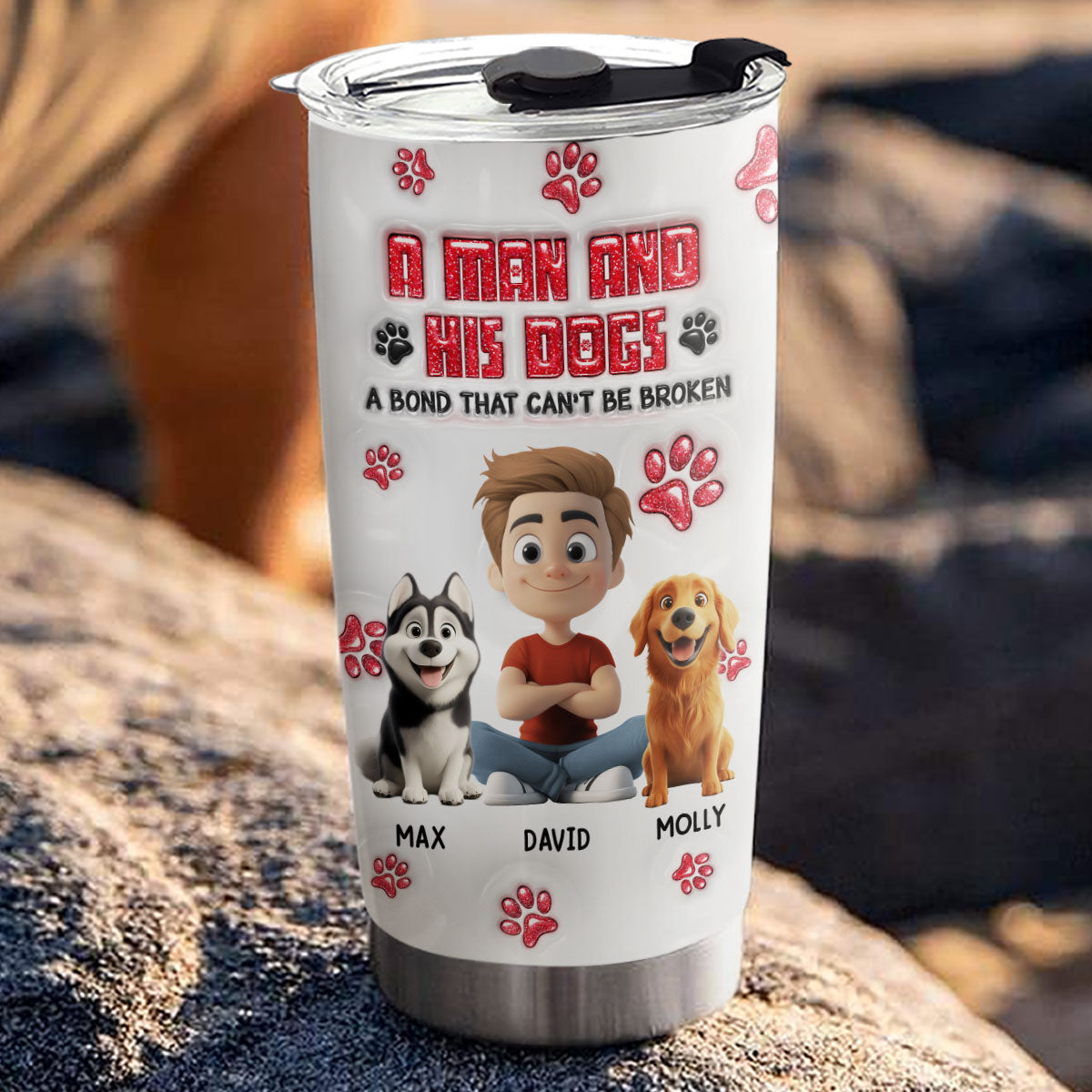 Custom Christmas Birthday Gifts For Dog Lovers • No Space Between Us Daily Ver - Personalized 3D Inflated Effect Tumbler