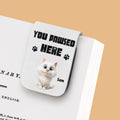 You Pawsed Here With Cat - Personalized Leather Bookmark
