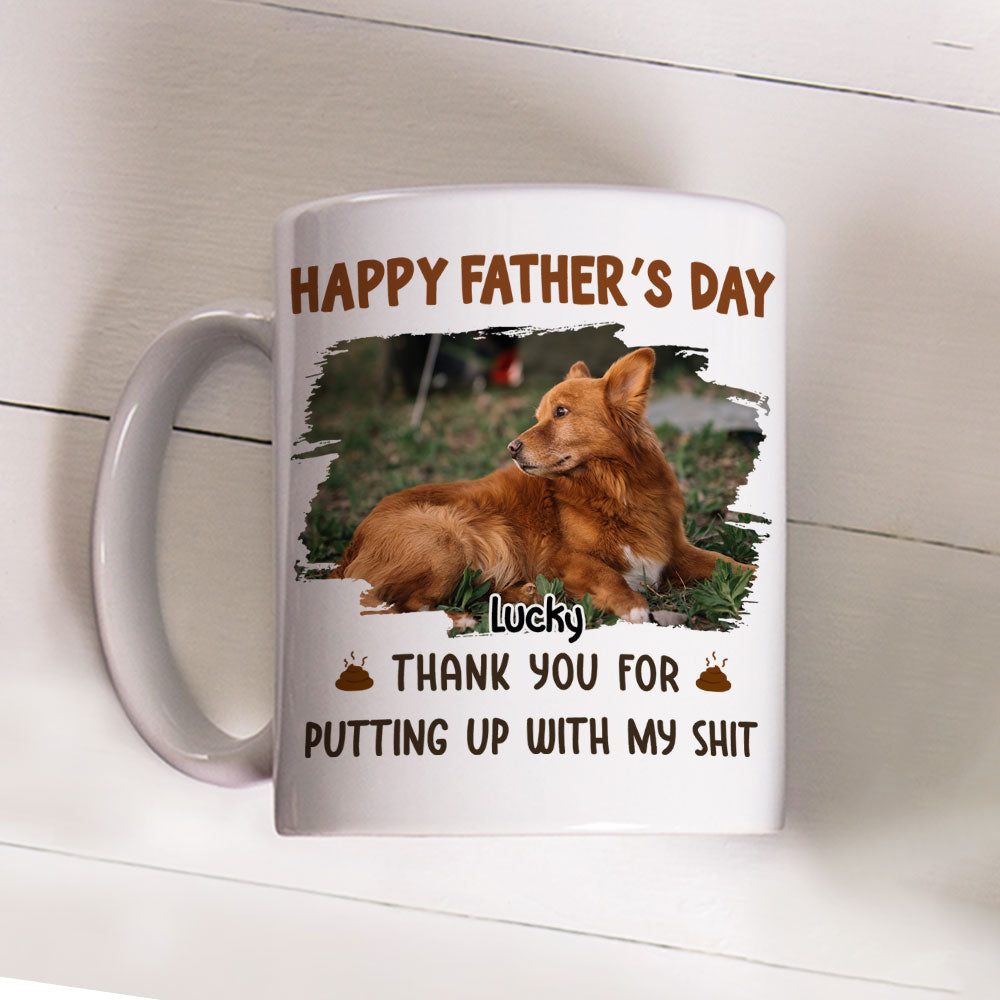 Custom Photo Father's day Birthday Gifts For Cat Dad, Cat Lovers • Putting Up With My Shit Daddy Photo - Personalized Coffee Mug