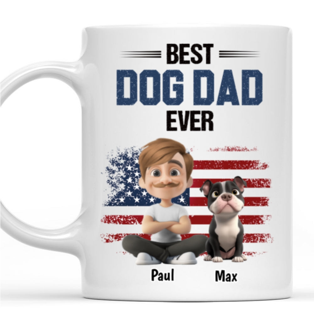 Custom Father's day Birthday Gifts For Dog Dad, Dog Lovers • American Dog Dad - Personalized Coffee Mug