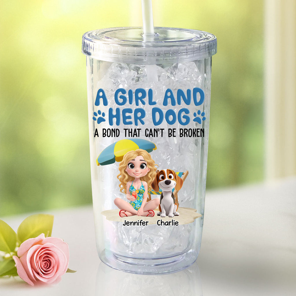Custom Christmas Birthday Gifts For Dog Mom, Dog Lovers • A Girl And Her Dogs - Personalized 14oz Plastic Tumbler