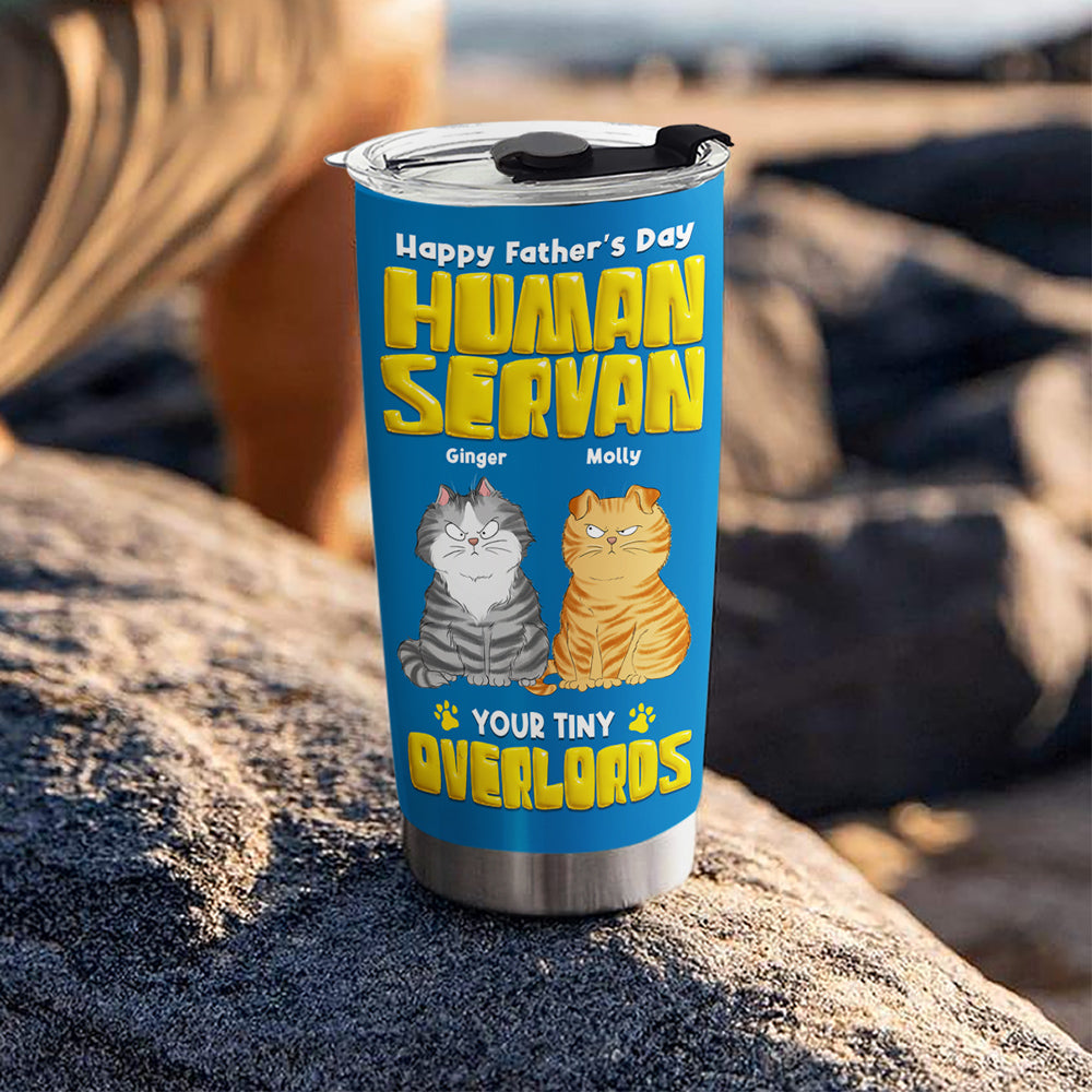 Custom Father's day Birthday Gifts For Cat Dad, Cat Lovers • Cat Overlord Rules - Personalized Tumbler