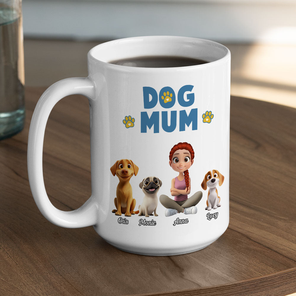 Custom Christmas Birthday Gifts For Dog Lovers • Girl And Dog Cartoon Style - Personalized Coffee Mug