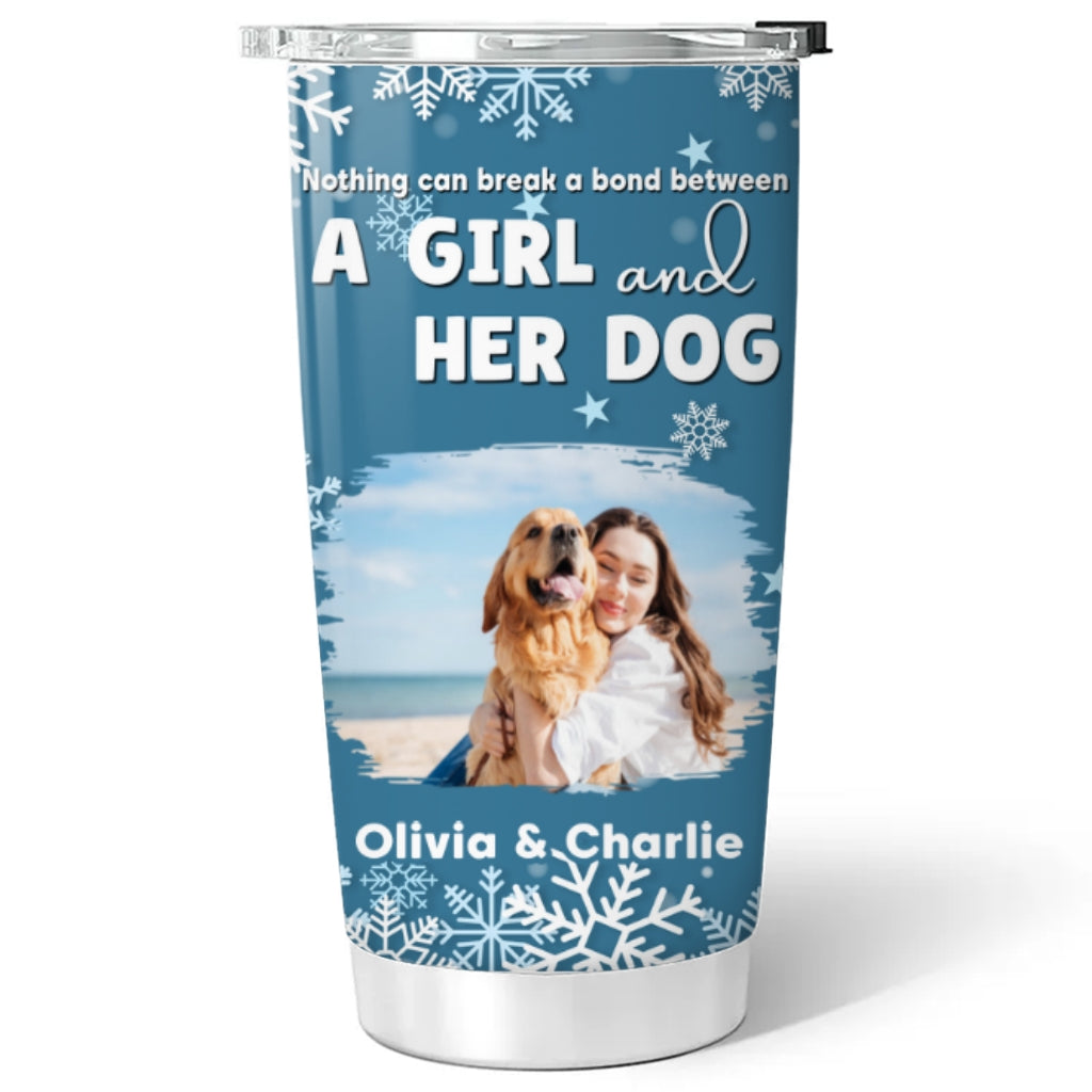 Custom Photo Christmas Birthday Gifts For Dog Mom, Dog Lovers • White Christmas Photo - Personalized Tumbler