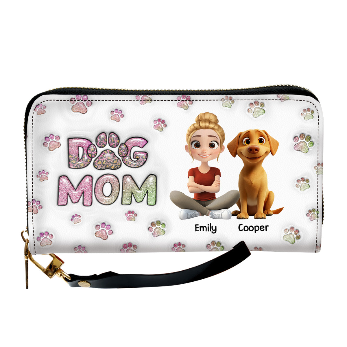 Dog Mom Lovely Chibi - Personalized 3D Inflated Effect Leather Wallet
