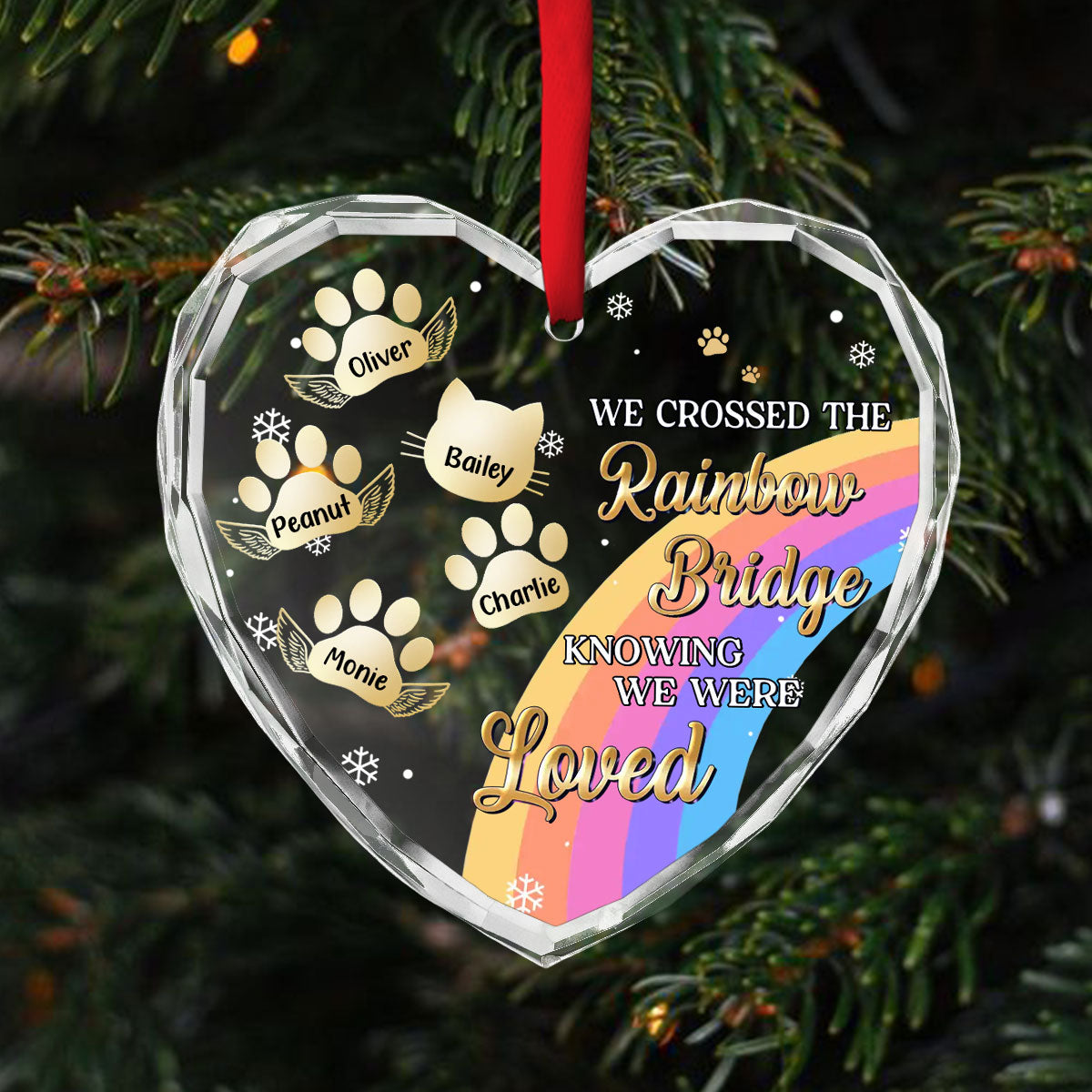 Custom Christmas Memorial Sympathy Gifts For Dogs, Cats • I Was Loved - Personalized Glass Ornament