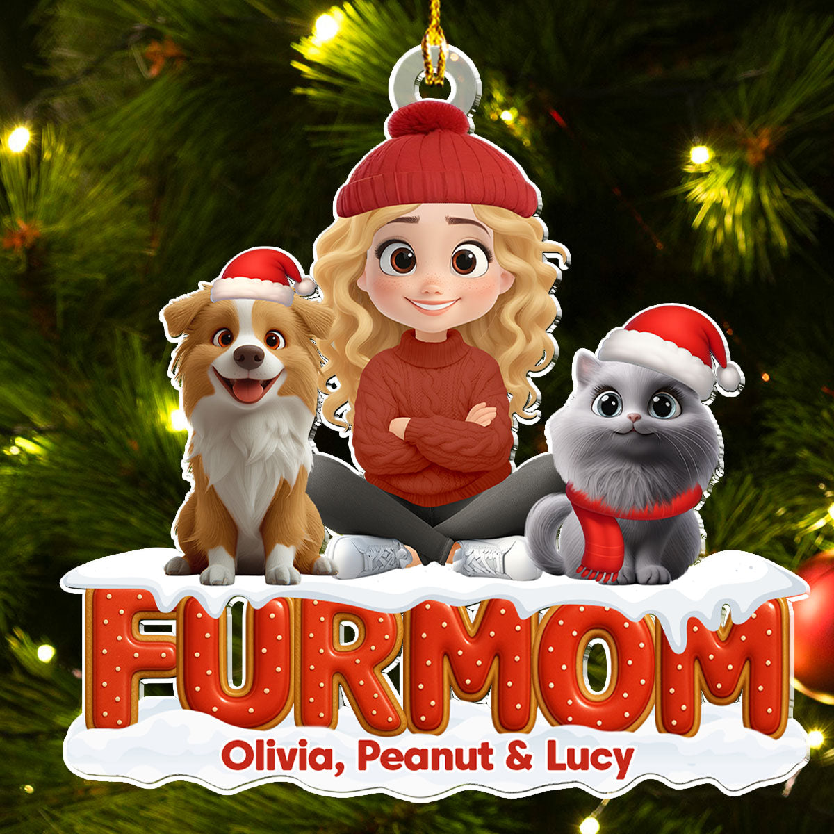 Custom Christmas Decor Home Birthday Gifts For Pet Lovers • Our Unbroken Bond Fur Ver - Personalized 3D Effect Acrylic Ornament