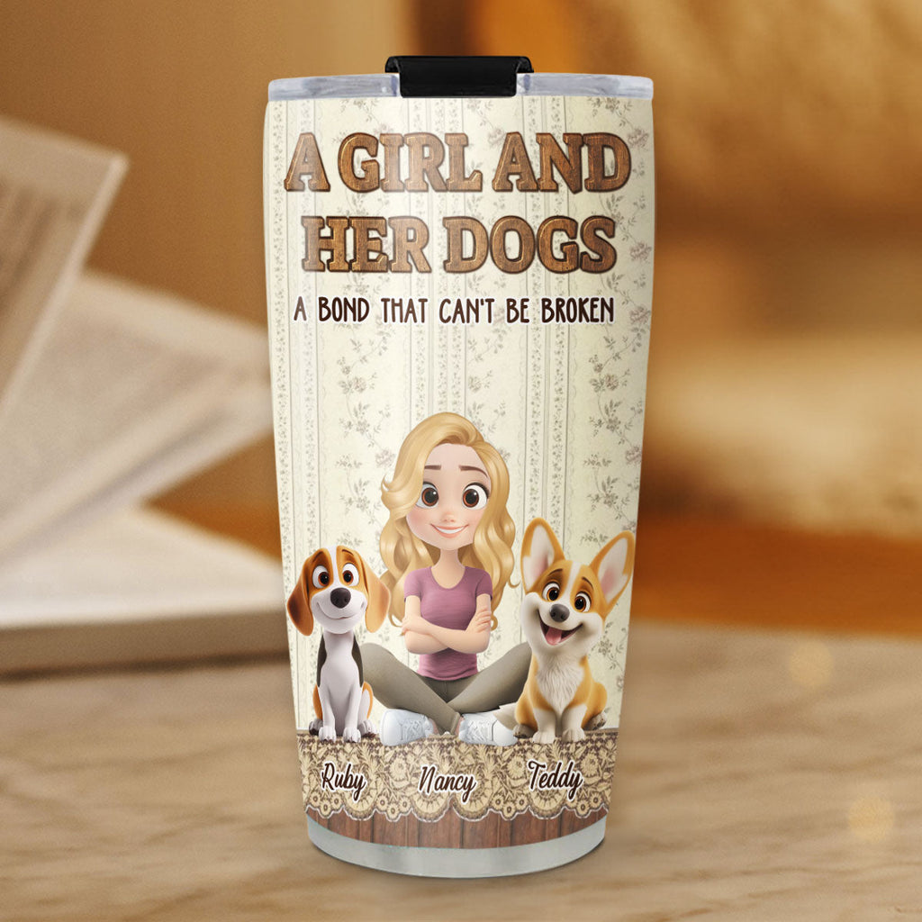 Custom Christmas Birthday Gifts For Dog Mom, Dog Lovers • A Vintage Girl And Her Dog - Personalized 3D Effect Tumbler