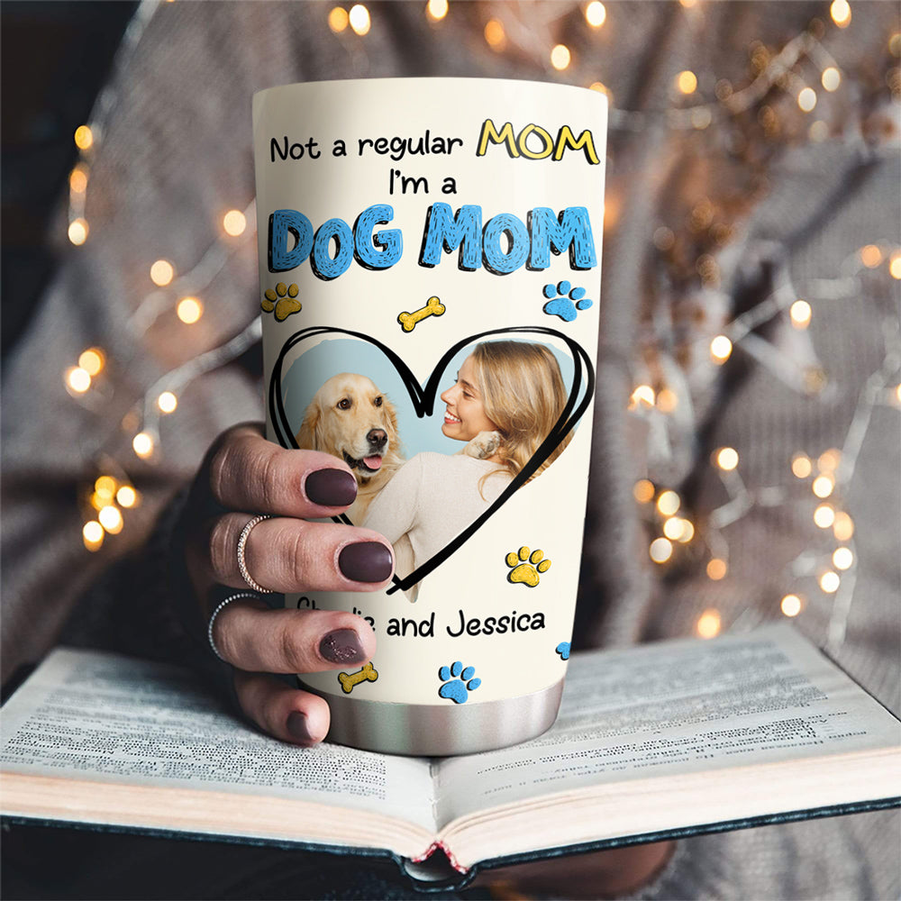 Custom Photo Christmas Birthday Gifts For Dog Lovers • Not A Regular Mom Photo - Personalized 3D Inflated Effect Tumbler