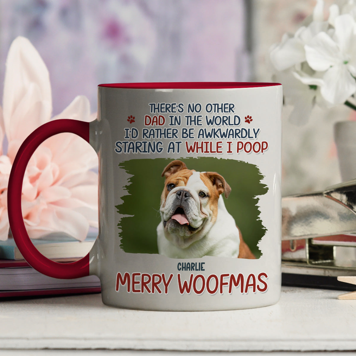 Custom Photo Christmas Birthday Gifts For Dog Lovers • Staring At When I Poop Dog Butt Photo - Personalized Accent Mug