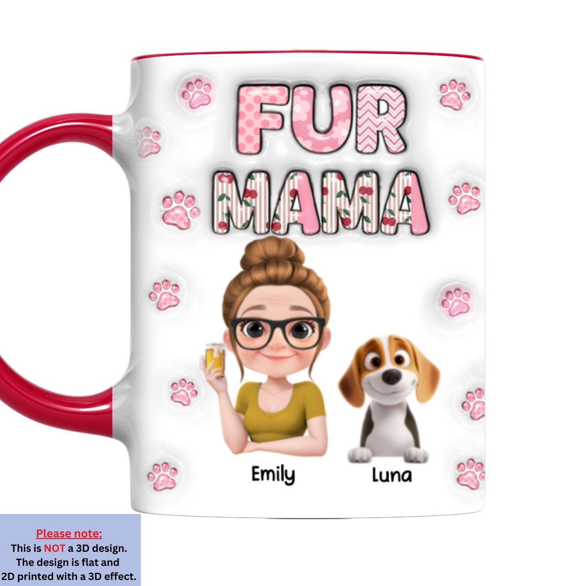 Custom Christmas Birthday Gifts For Pet Mom, Pet Lovers • Cherry On Top Of Us - Personalized 3D Inflated Effect Accent Mug