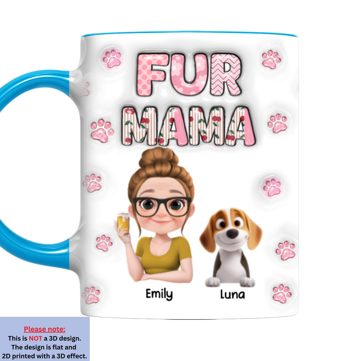 Custom Christmas Birthday Gifts For Pet Mom, Pet Lovers • Cherry On Top Of Us - Personalized 3D Inflated Effect Accent Mug