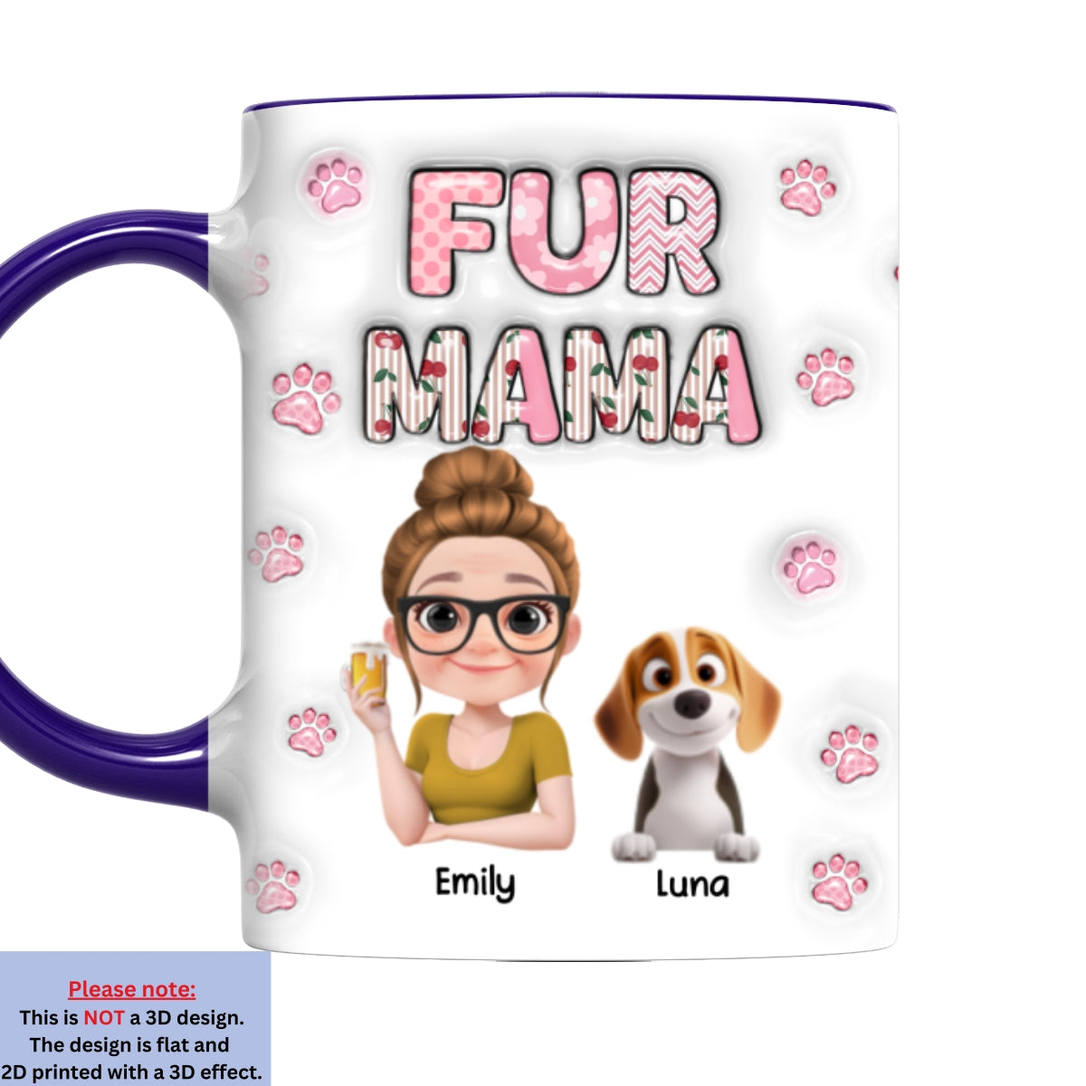 Custom Christmas Birthday Gifts For Pet Mom, Pet Lovers • Cherry On Top Of Us - Personalized 3D Inflated Effect Accent Mug