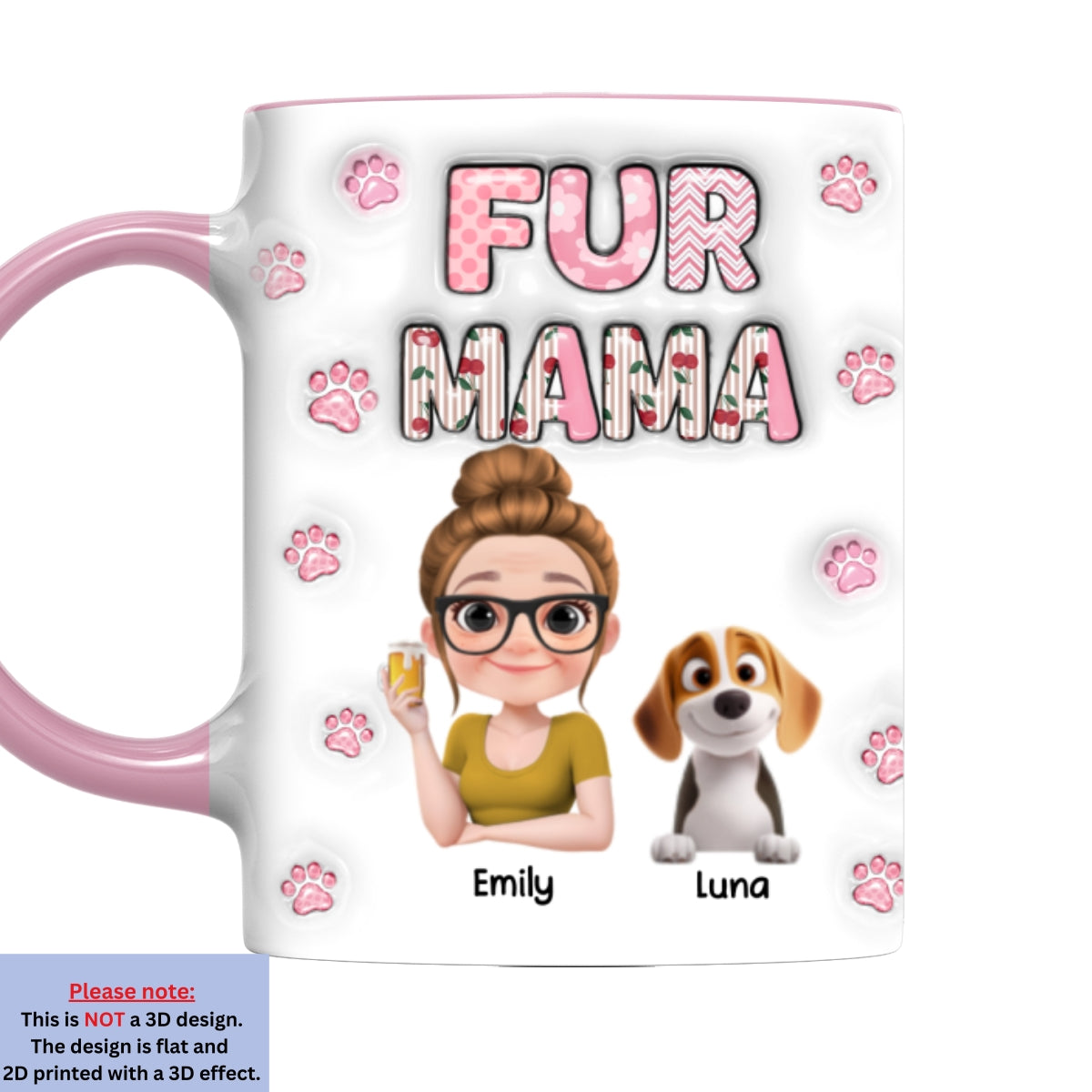 Custom Christmas Birthday Gifts For Pet Mom, Pet Lovers • Cherry On Top Of Us - Personalized 3D Inflated Effect Accent Mug
