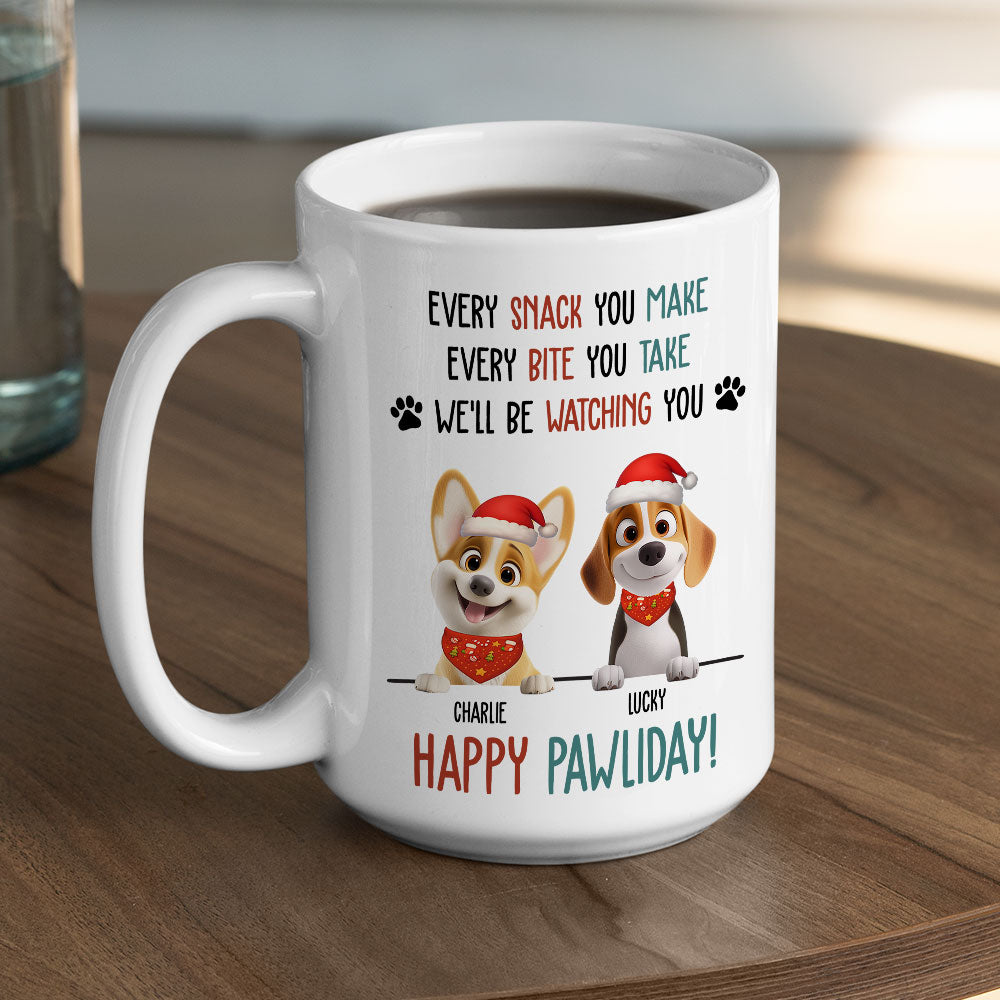 Custom Christmas Birthday Gifts For Dog Lovers • Cartoon Dog Pawliday - Personalized Coffee Mug