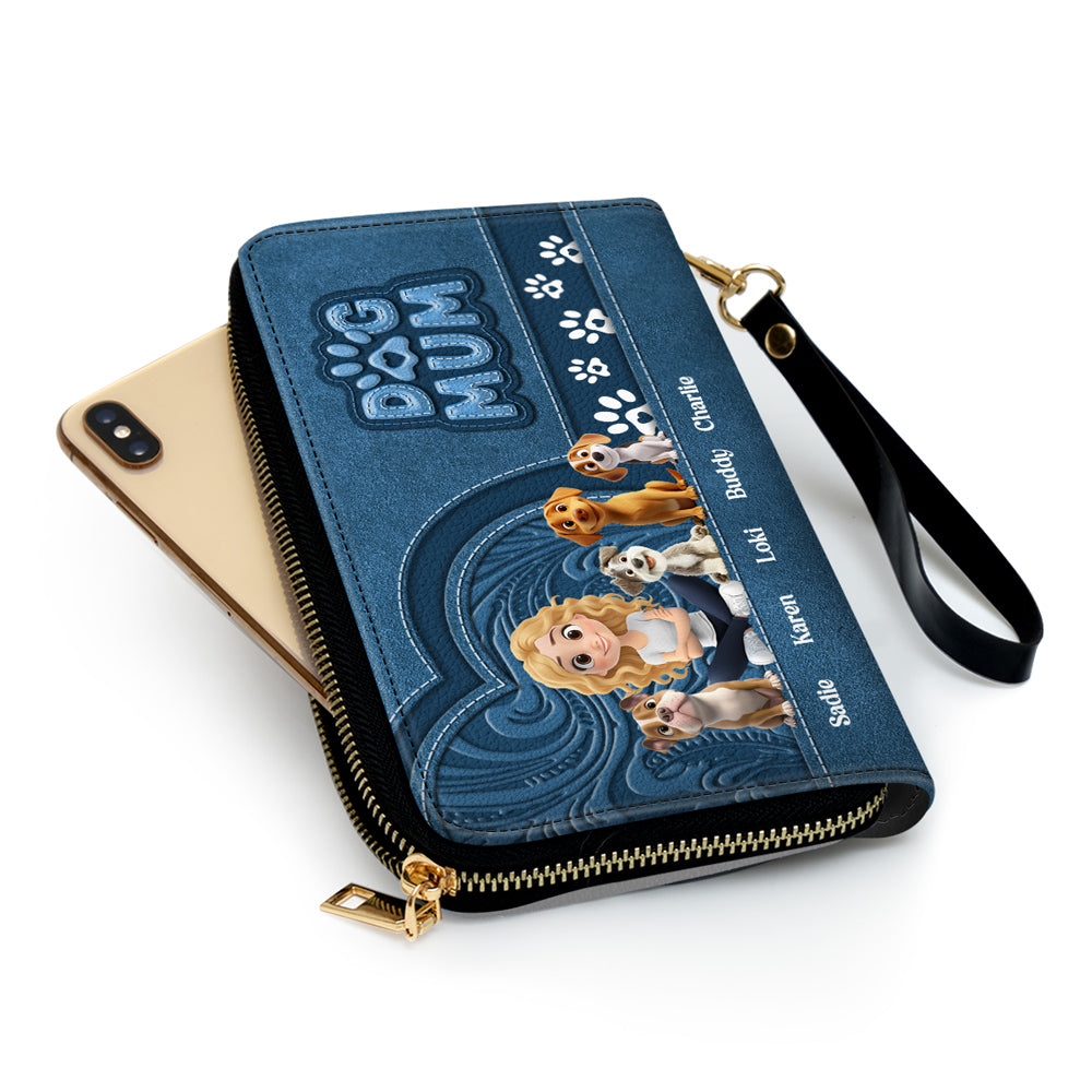 Chibi Cartoon Dog Mom - Personalized Leather Wallet