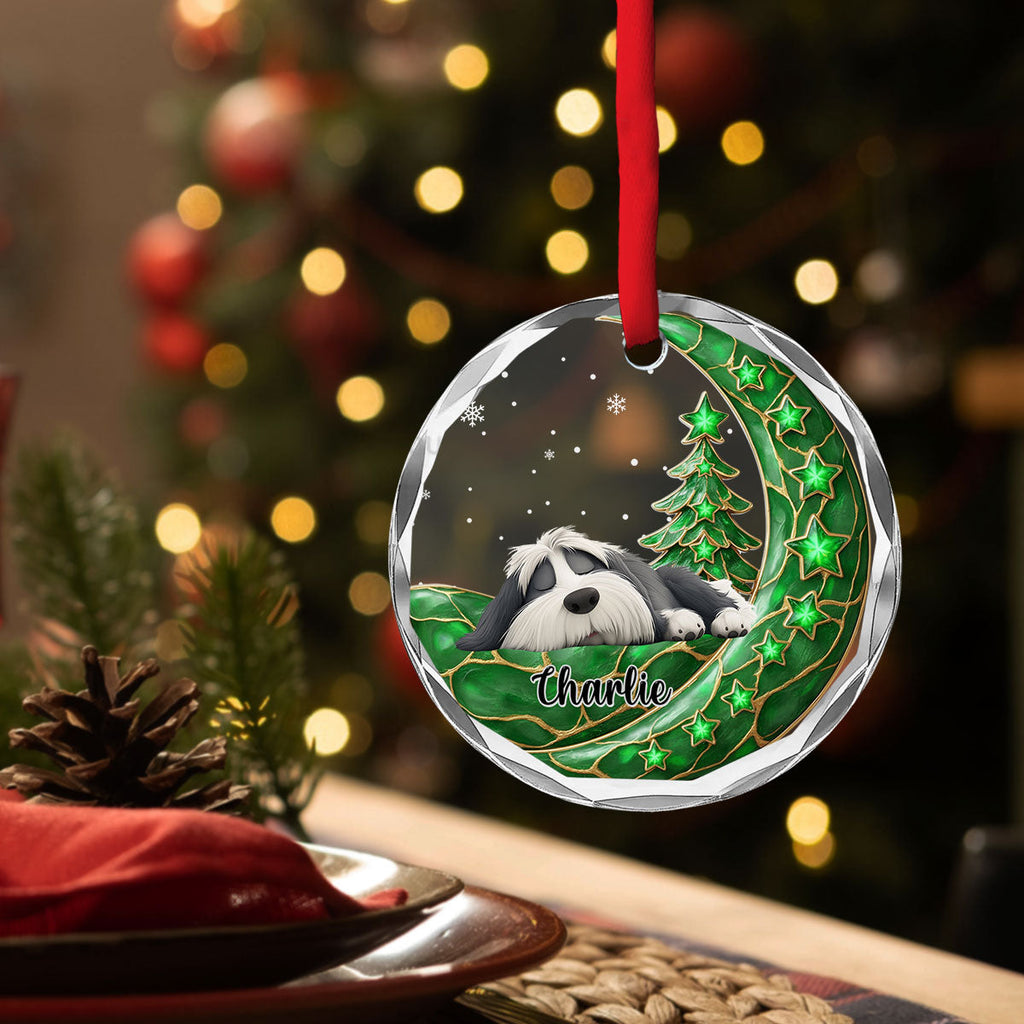 Custom Christmas Decor Home Birthday Gifts For Dog Lovers • Beside Pearl Of You - Personalized 3D Effect Glass Ornament