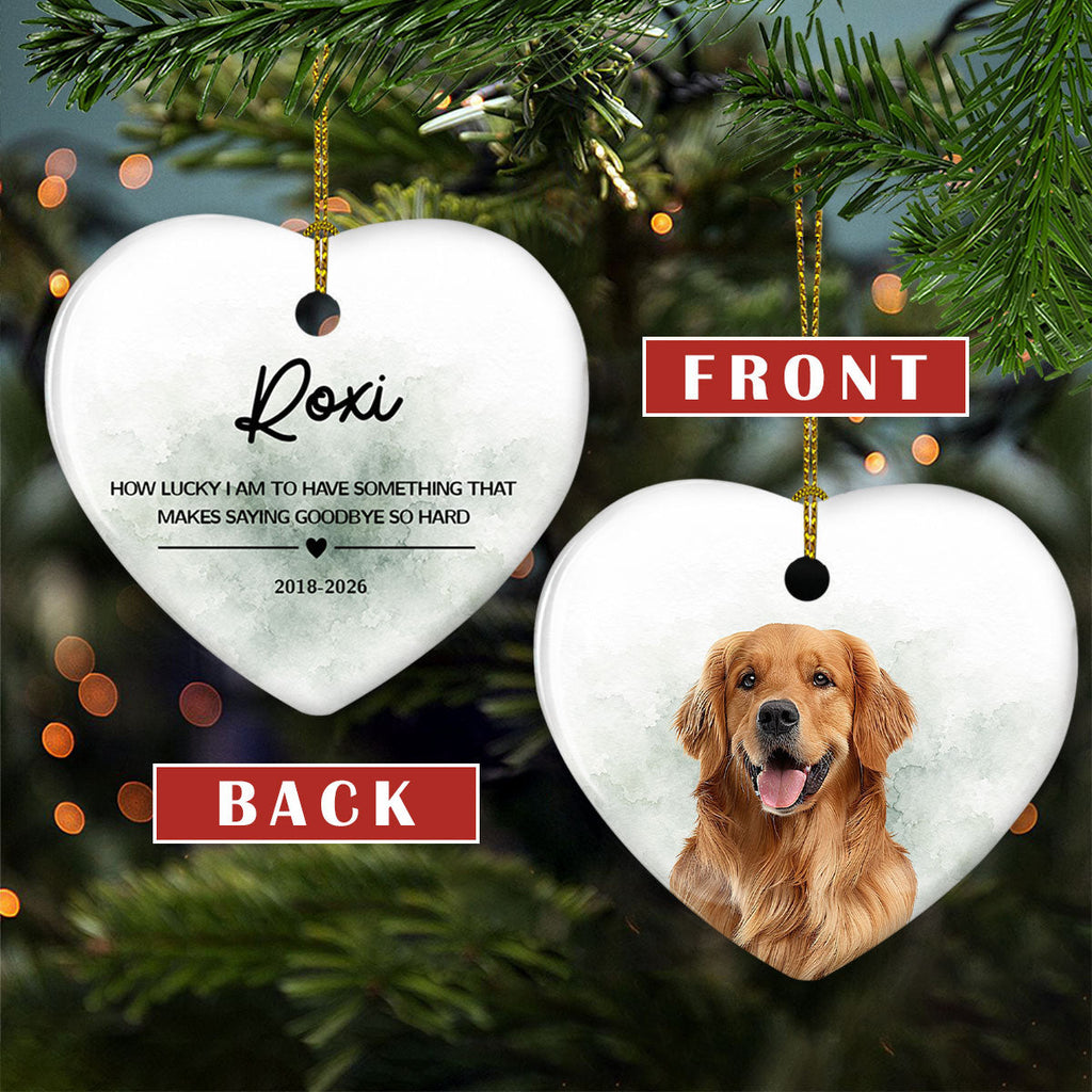 Custom Christmas Memorial Sympathy Gifts For Dogs, Cats • Forever In My Heart Photo - Personalized Heart Ceramic Ornament