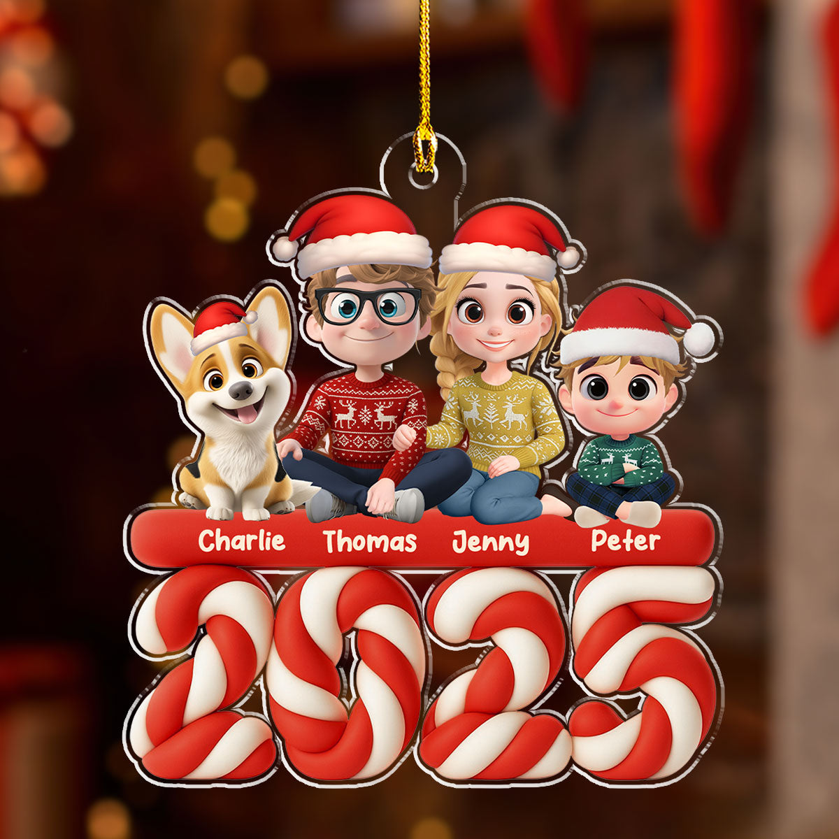 Custom Christmas Decor Home Birthday Gifts For Dog Lovers • Family Marshamallow - Personalized Acrylic Ornament