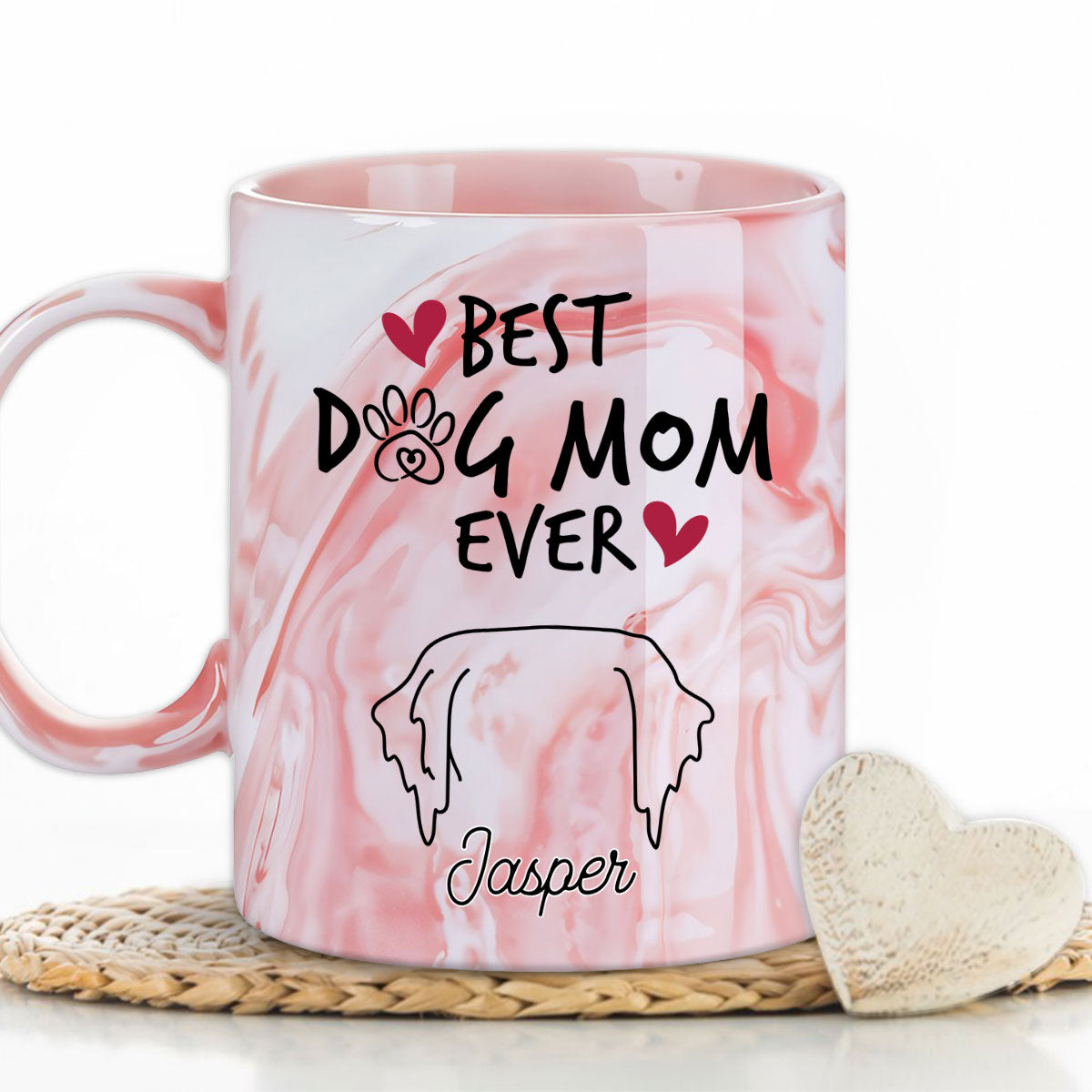 Custom Christmas Birthday Gifts For Pet Lovers • Best Mom - Personalized Pink Marble Mug