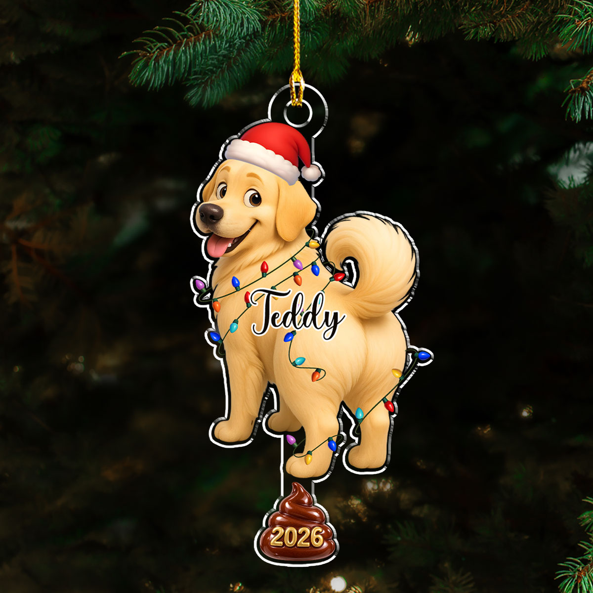 Custom Christmas Decor Home Birthday Gifts For Dog Mom, Dog Lovers • Funny Pooping Pooches Dog - Personalized Acrylic Ornament