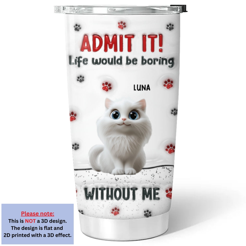 Custom Christmas Birthday Gifts For Cat Mom, Cat Lovers • Accept It Cat - Personalized 3D Inflated Effect Tumbler