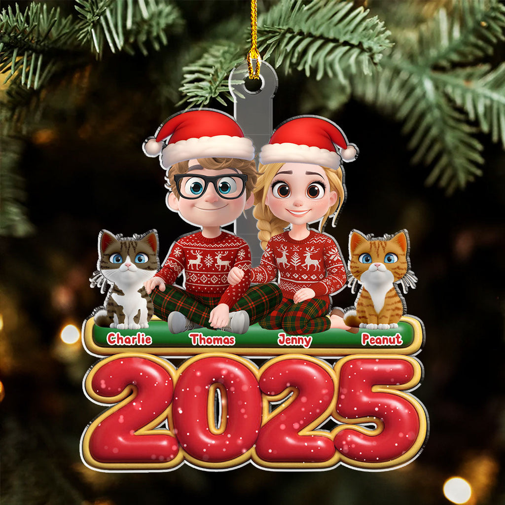 Custom Christmas Birthday Gifts For Cat Dad And Mom • We And Our Cat - Personalized Acrylic Ornament