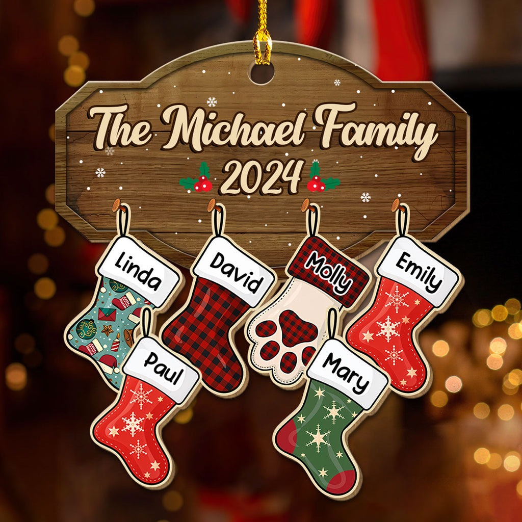 Family With Pet - Personalized Wood Ornament