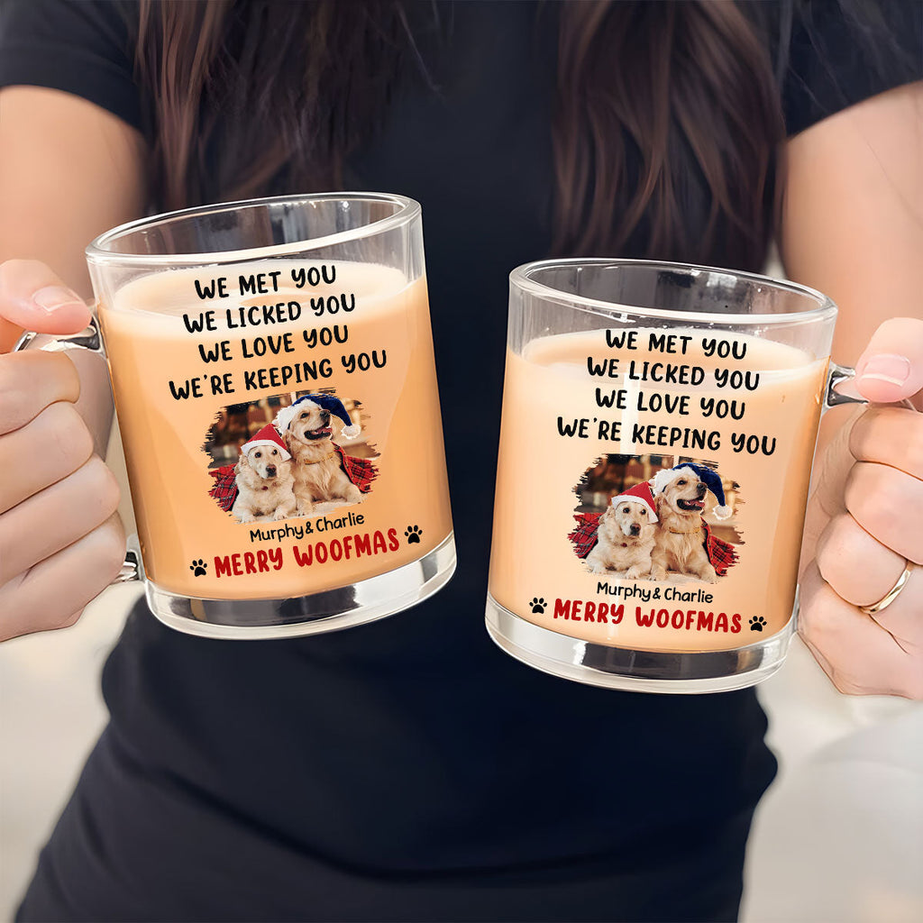Custom Photo Christmas Birthday Gifts For Dog Lovers • We Licked And Love You Ver Christmas Photo - Personalized Glass Mug