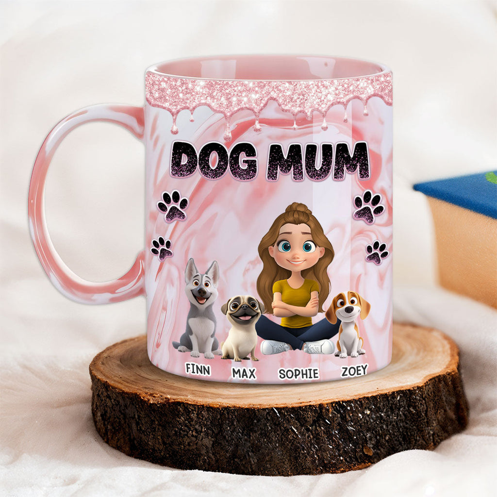 Custom Christmas Birthday Gifts For Pet Lovers • Baby Dog Mom - Personalized Pink Marble Mug